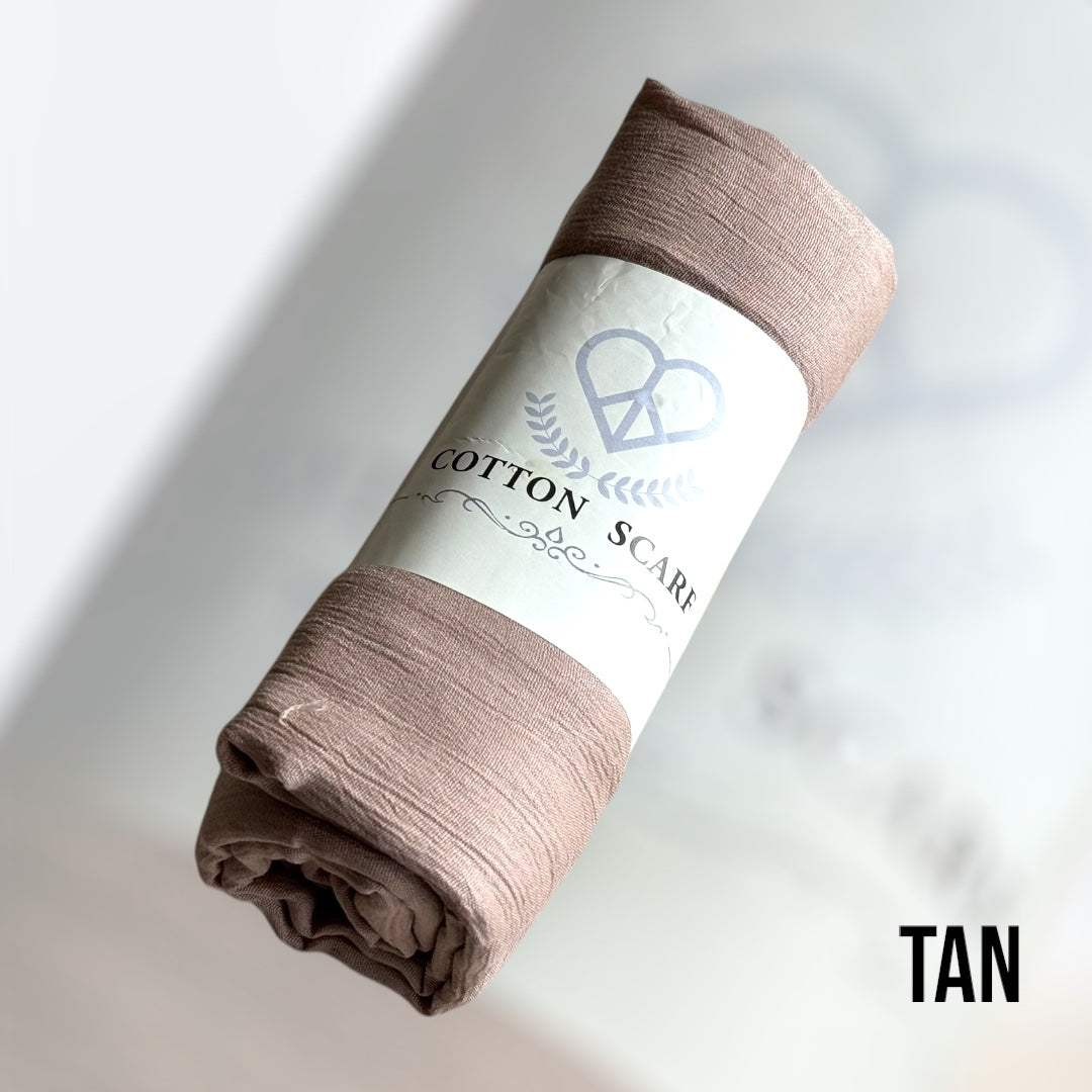 Modal Cotton Hijab: Wrinkle Scarf, Solid Colour Scarves