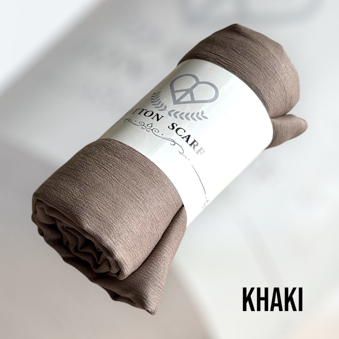 Modal Cotton Hijab: Wrinkle Scarf, Solid Colour Scarves