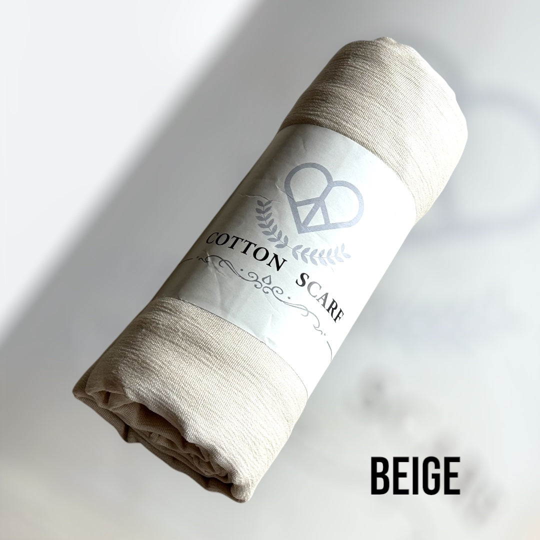 Modal Cotton Hijab: Wrinkle Scarf, Solid Colour Scarves