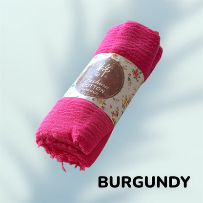 Crinkle Cotton Hijab: Solid Color Wrinkle Scarf
