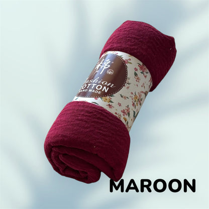 Crinkle Cotton Hijab: Solid Color Wrinkle Scarf