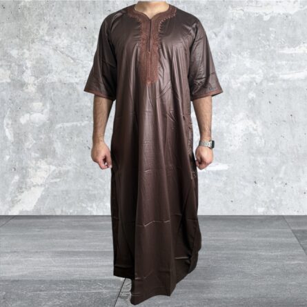 Moroccan Thobe/Jubba Premium Shiny Polyester (Short Sleeve) | Jubba | Dasha | thobes | Men Clothing | Muslim Wear | Dasha - Image 1