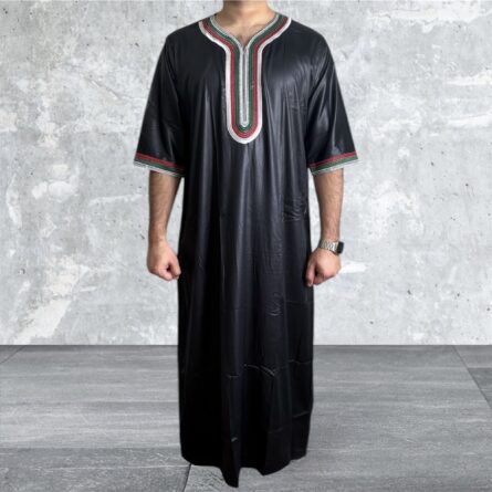 Moroccan Thobe/Jubba Premium Shiny Polyester (Short Sleeve) | Jubba | Dasha | thobes | Men Clothing | Muslim Wear | Dasha - Image 1