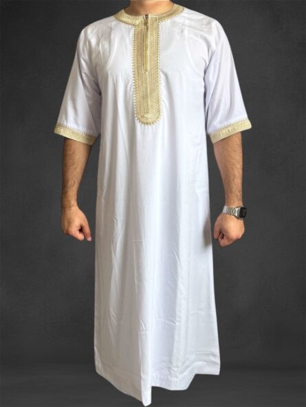 Moroccan Thobe/Jubba Premium Shiny Polyester (Short Sleeve) | Jubba | Dasha | thobes | Men Clothing | Muslim Wear | Dasha - Image 1